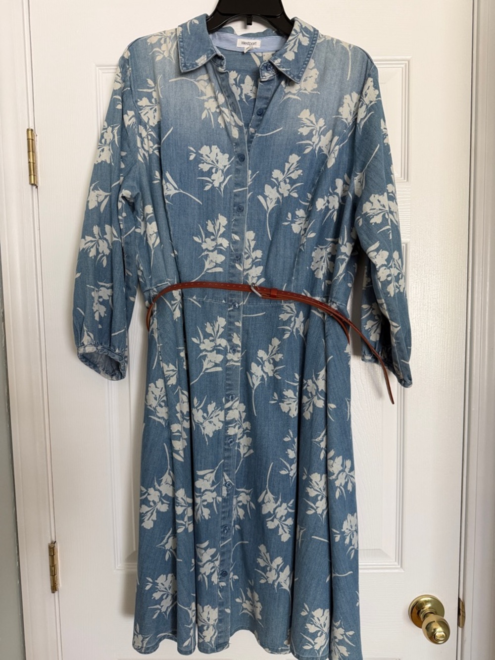 Westport Denim/Chambray Floral Shirt Dress